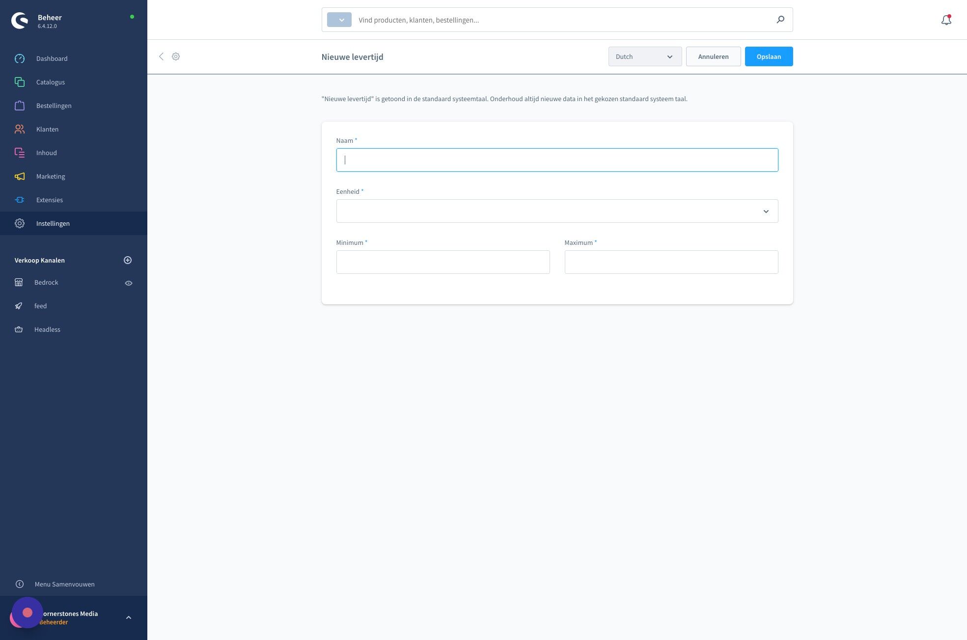 Screenshot of: Selecteer het "naam" veld