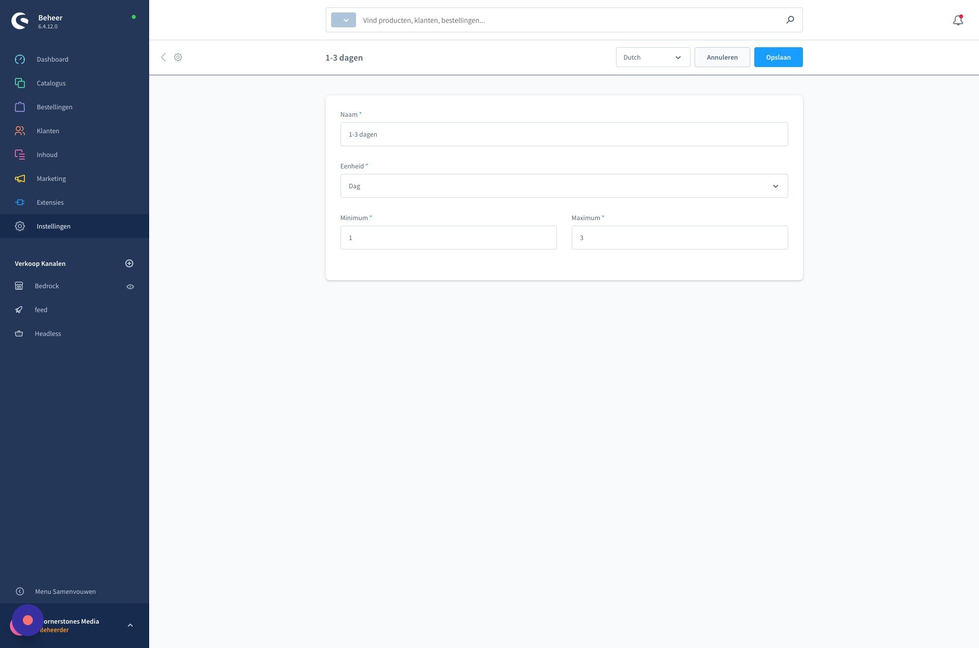 Screenshot of: Klik de "terug" button