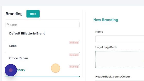 Screenshot of: Select the Branding you to edit