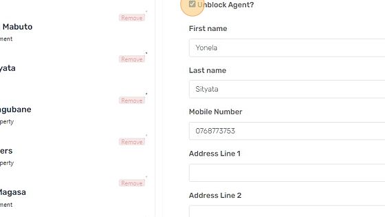 Screenshot of: Click the "Unblock Agent?" field.