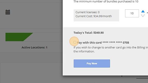 Screenshot of: Click the "Pay with this card **** **** **** 0705" field.