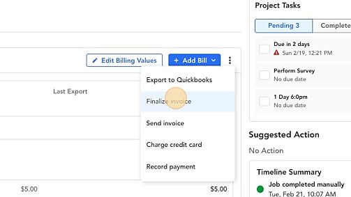 Screenshot of: Click "Finalize invoice"