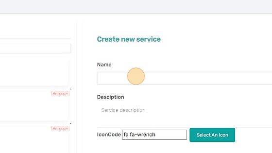 Screenshot of: Enter the service name