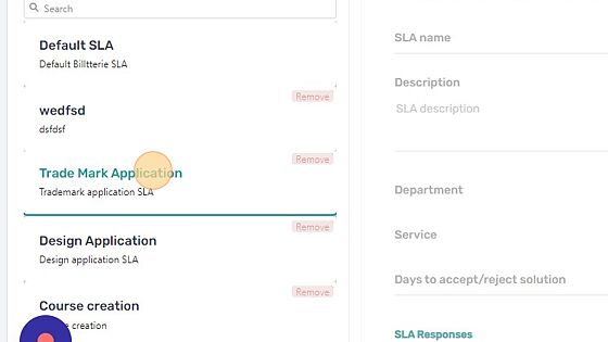 Screenshot of: Select the SLA you want to view