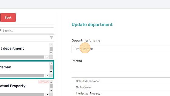 Screenshot of: View the Department