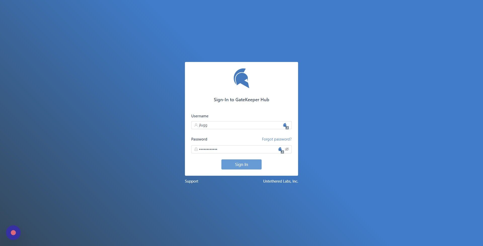 Screenshot of: Click "Sign In"