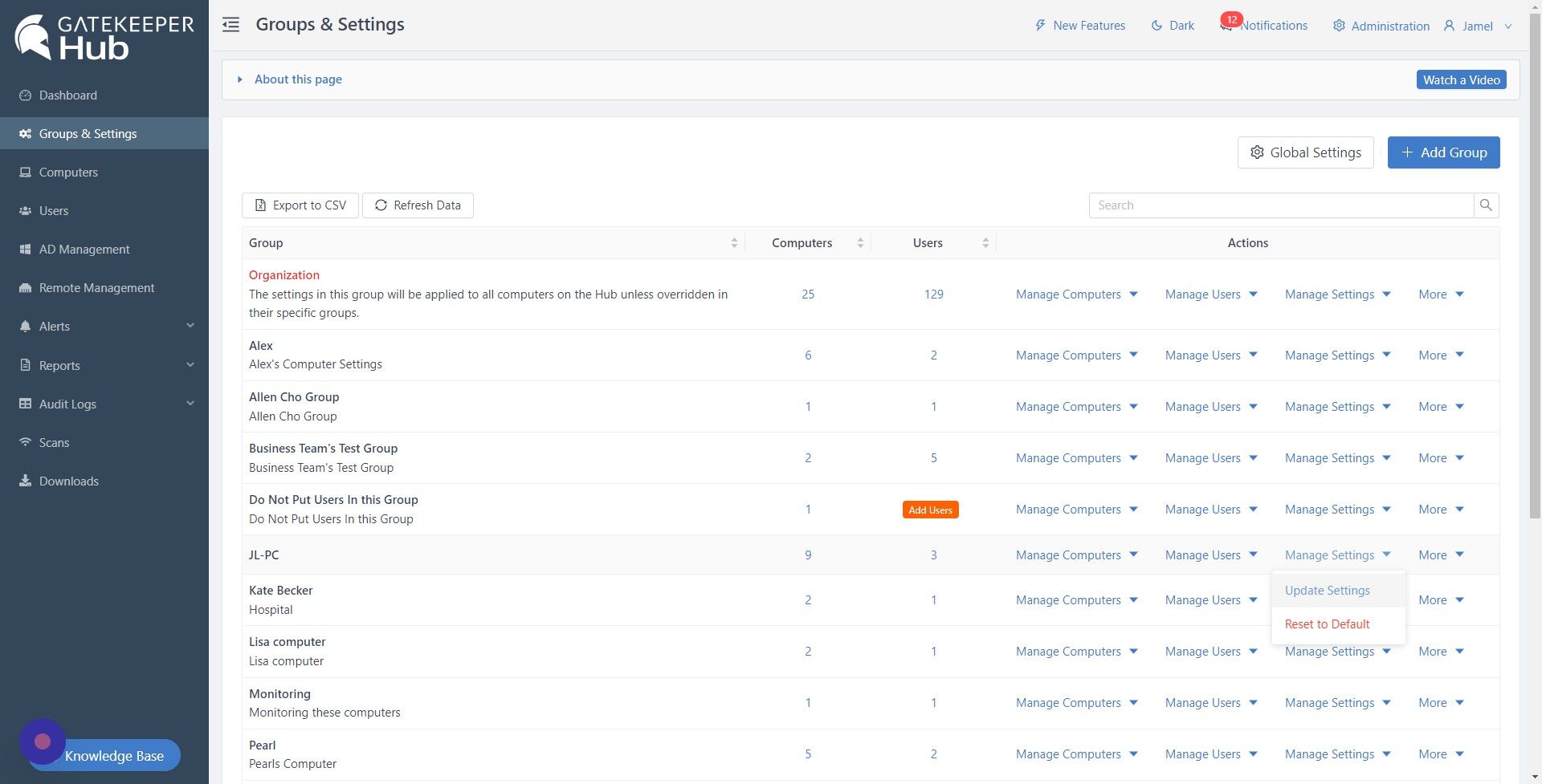 Screenshot of: Click "Update Settings"