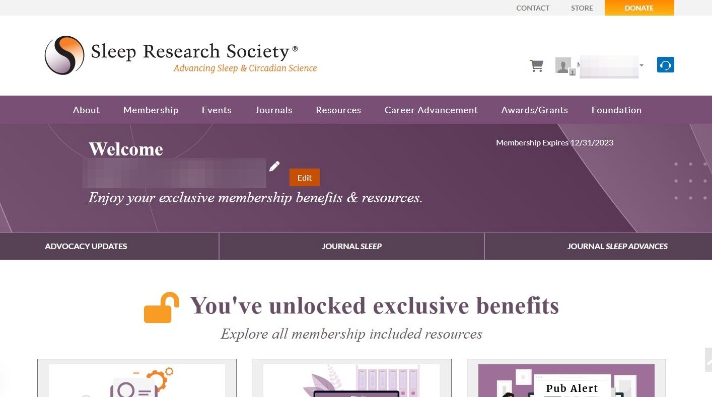 Screenshot of: Click your name in the upper right.