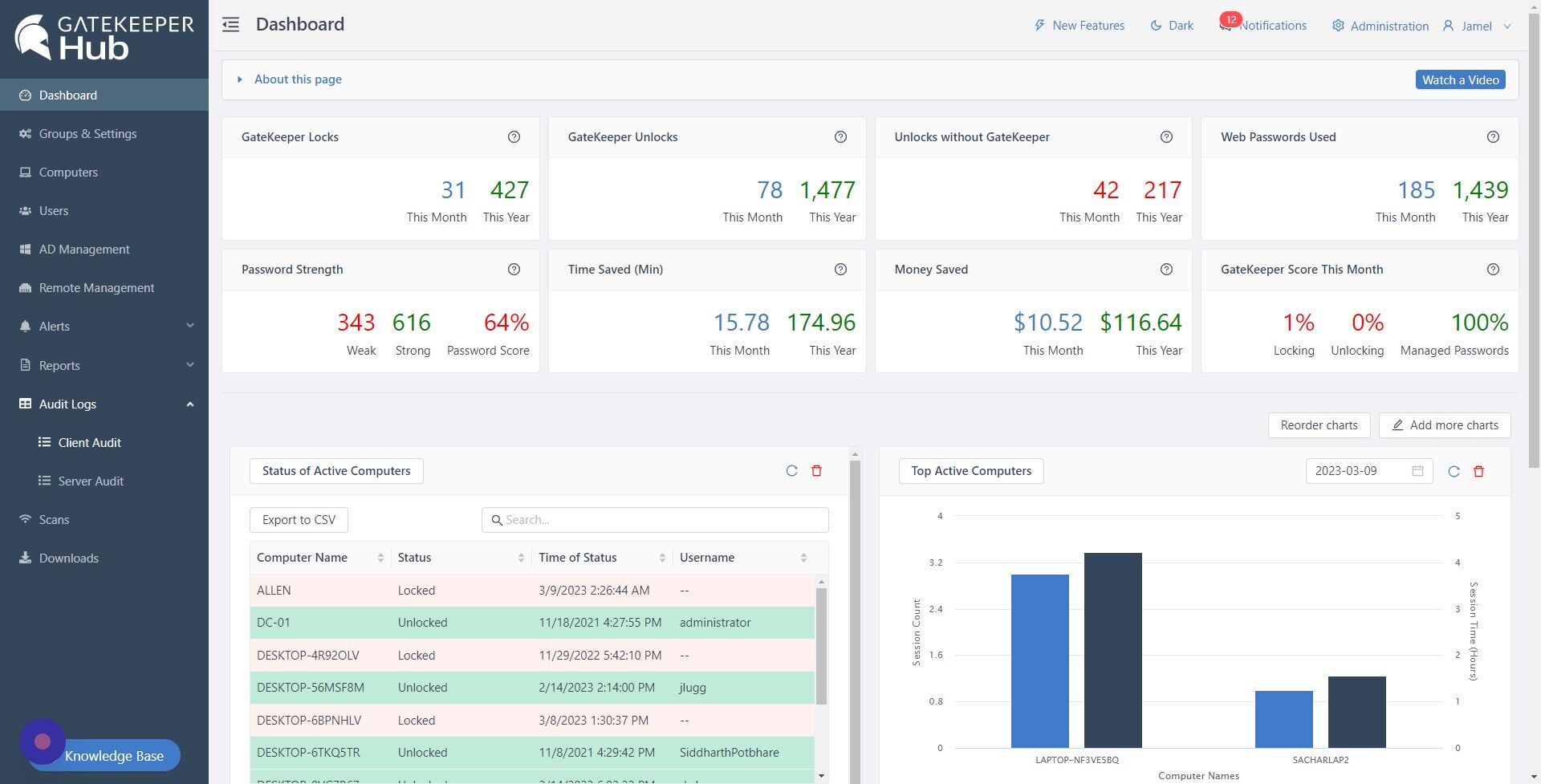 Screenshot of: Click "Client Audit"