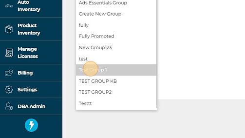 Screenshot of: Click "Test Group 1"