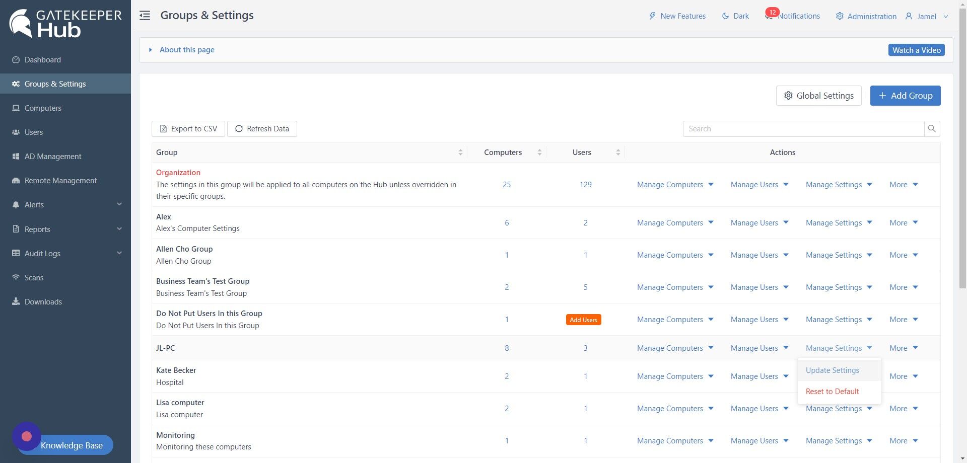 Screenshot of: Click "Update Settings"
