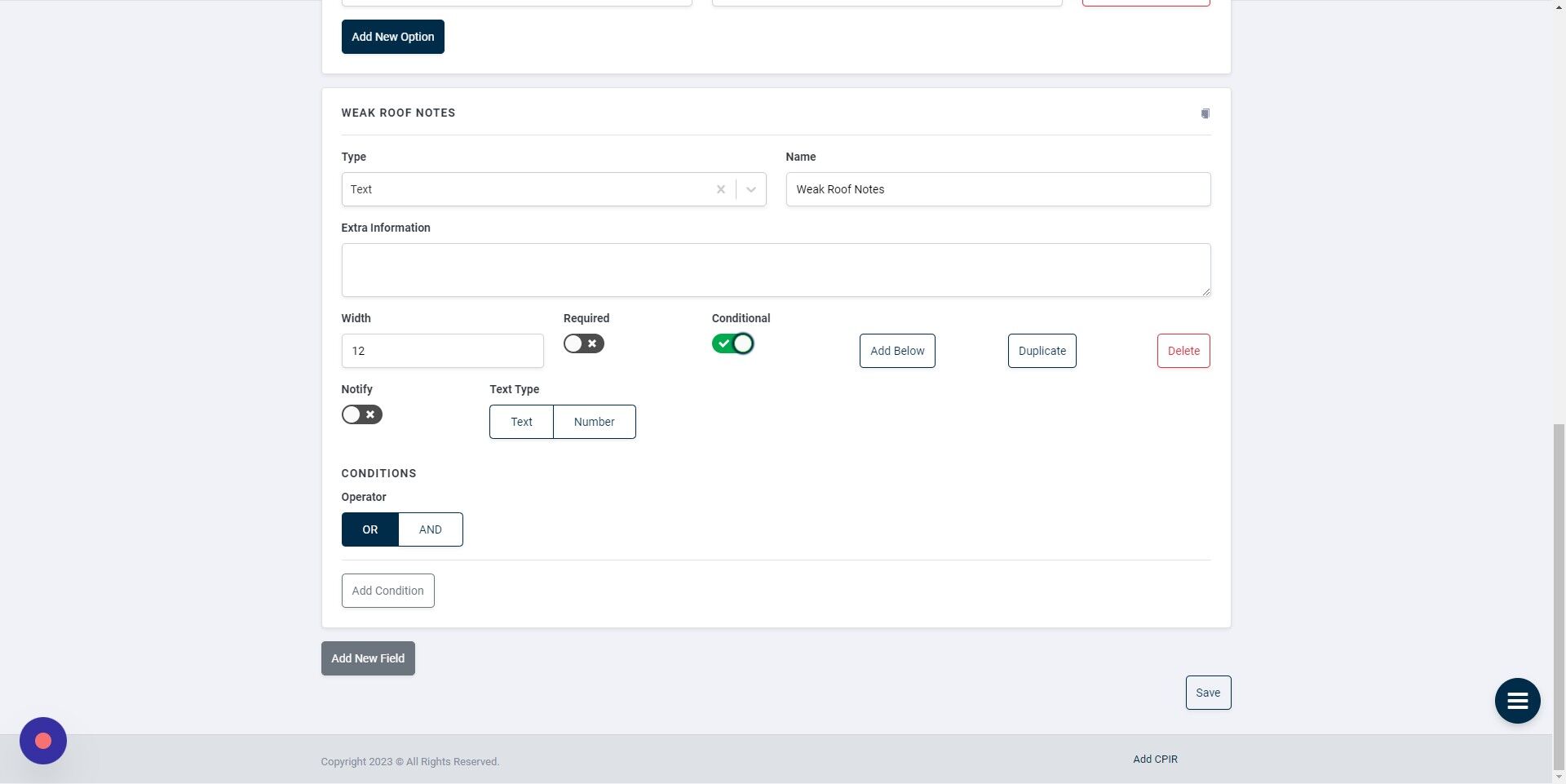Screenshot of: Click "OR" under the Conditions Operator.