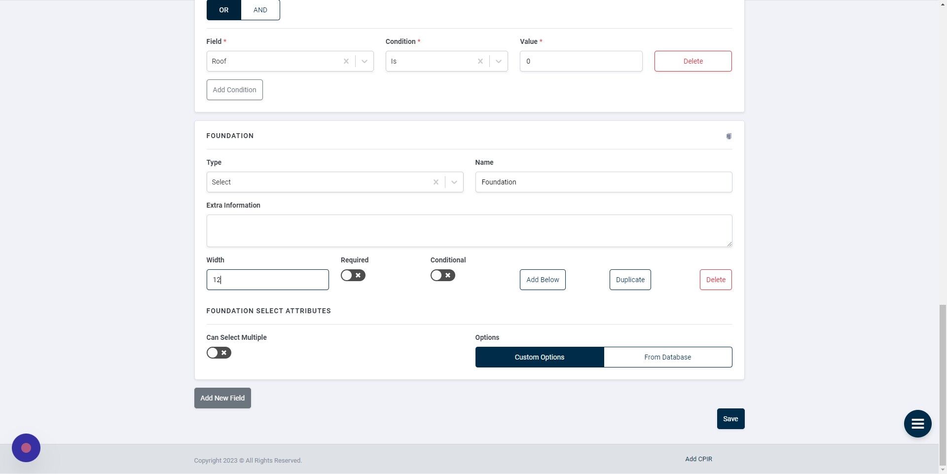 Screenshot of: Click "Custom Options"