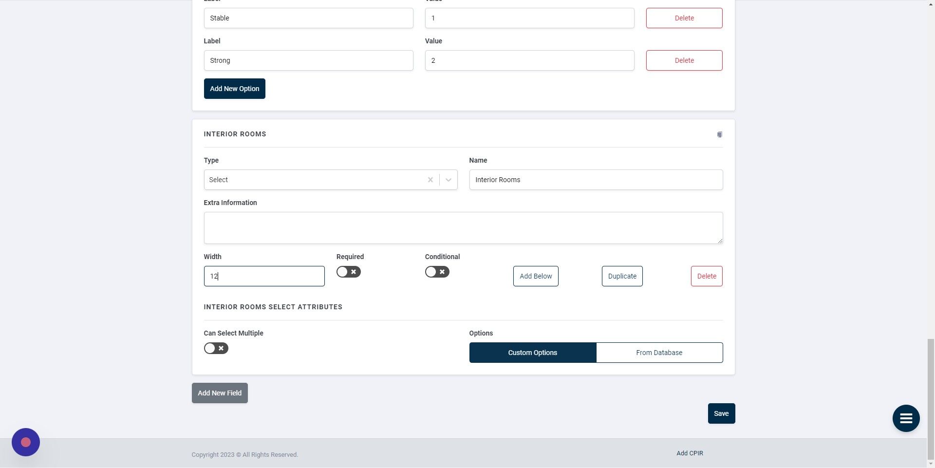 Screenshot of: Click "Custom Options"