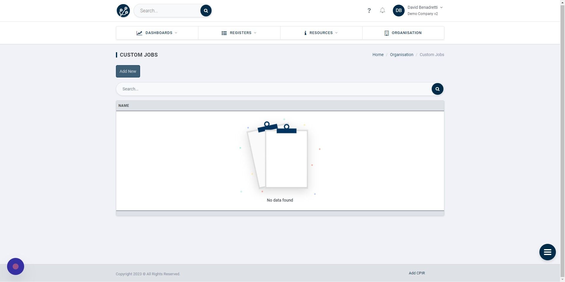 Screenshot of: Click "Add New"
