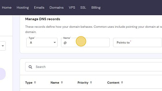 Screenshot of: Click on the 'Name' field and type in the '@' .