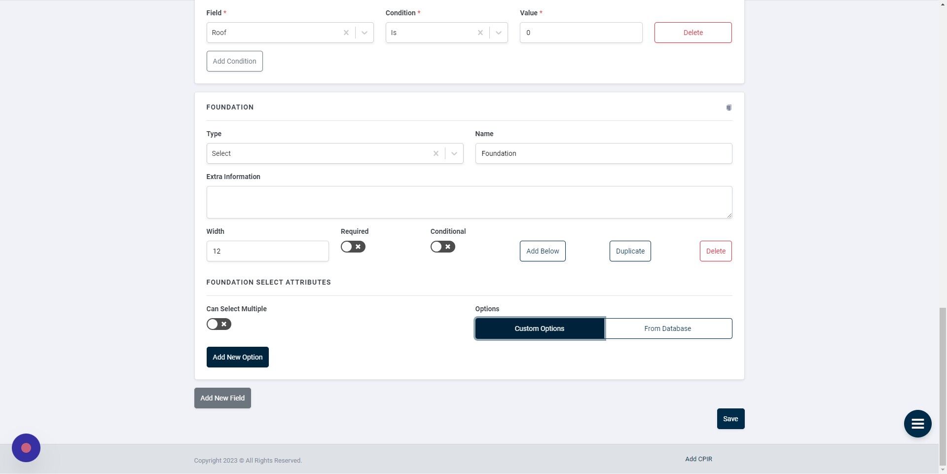 Screenshot of: Click "Add New Option"