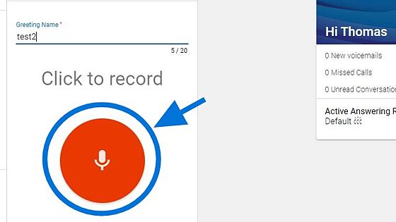 Screenshot of: To record your name, in an audio way, you must click on the red button.