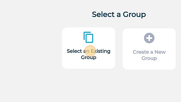 Screenshot of: Click "Select an Existing Group"