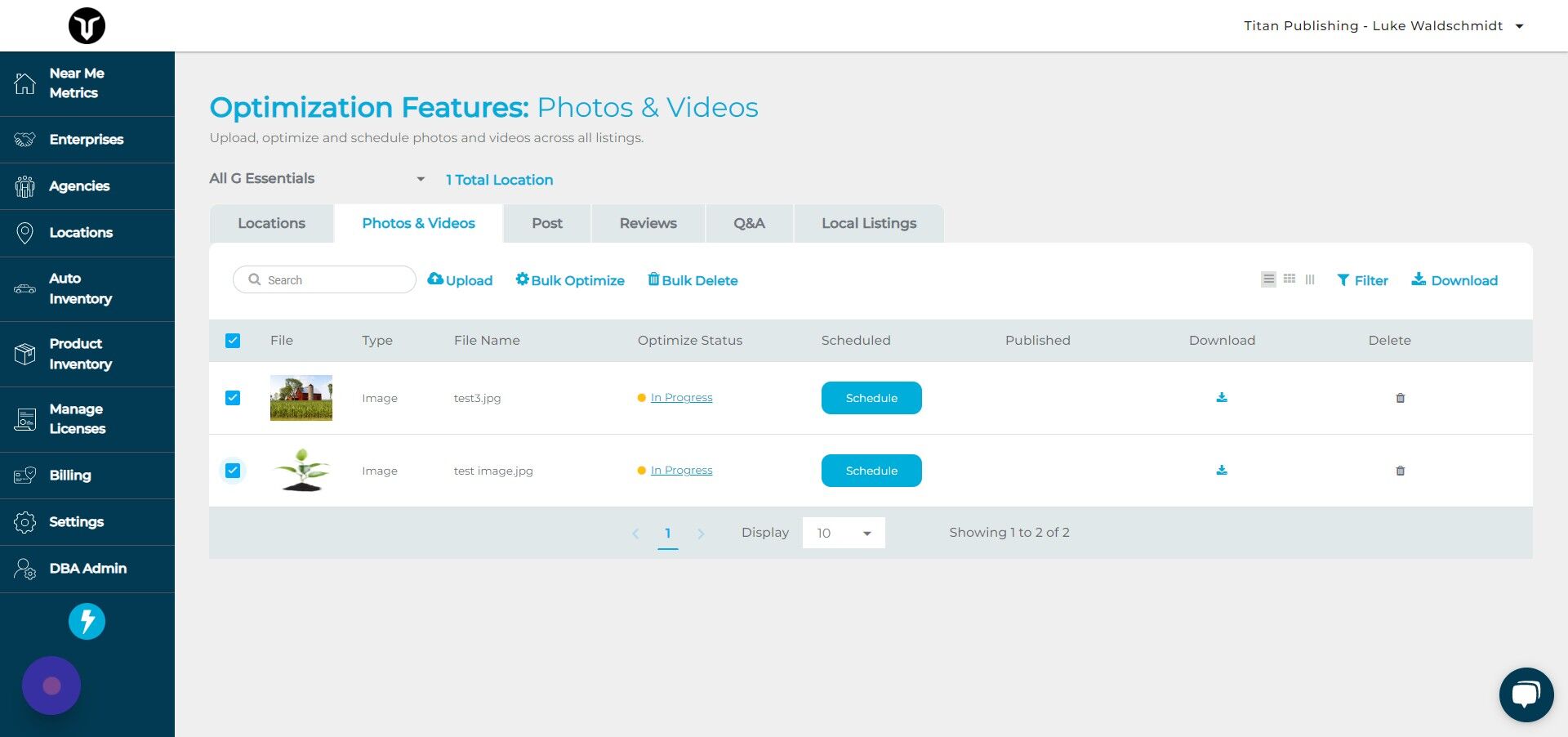 Screenshot of: Click "Bulk Optimize"