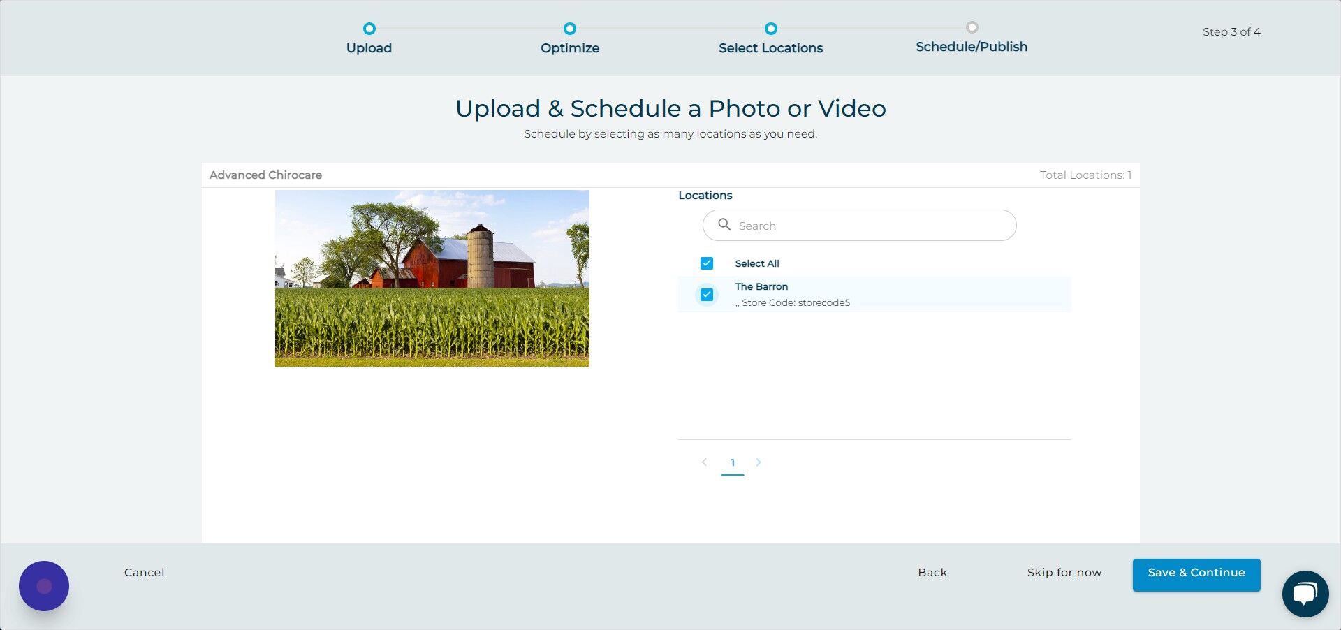 Screenshot of: Click "Save & Continue"