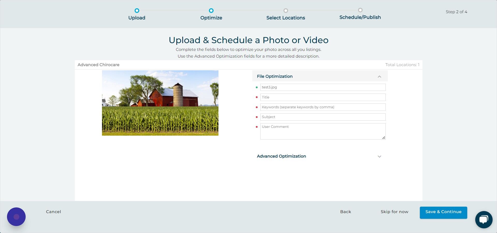 Screenshot of: Click "Save & Continue"