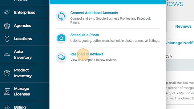 Screenshot of: Click "Respond to Reviews"