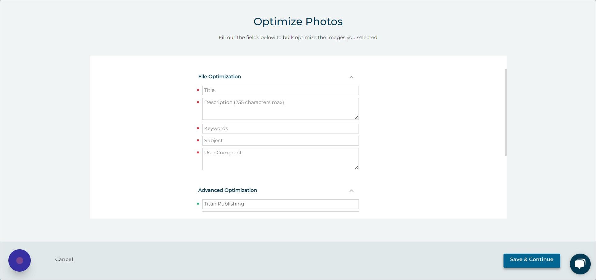 Screenshot of: Click "Save & Continue"