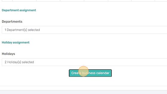 Screenshot of: Click "Create business calendar"