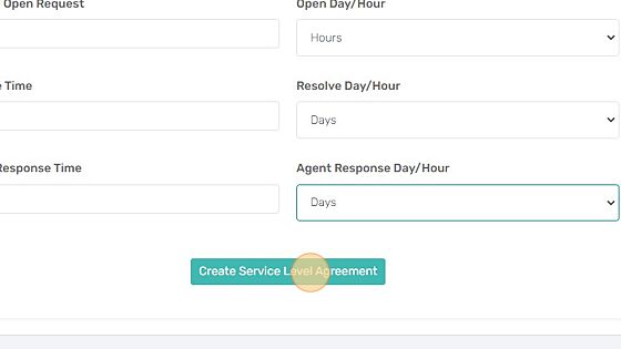Screenshot of: Click "Create Service Level Agreement"  to complete the process