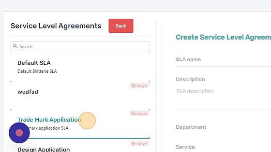 Screenshot of: Select the SLA you want to update