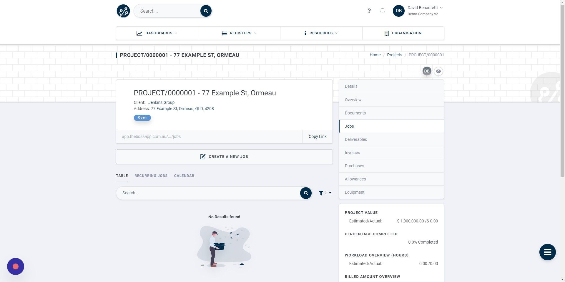 Screenshot of: Click "CREATE A NEW JOB"