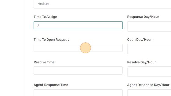 Screenshot of: Enter the time it should take to open the SLA request