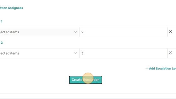 Screenshot of: Click "Create Escalation" to complete the process