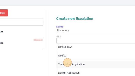 Screenshot of: Select the SLA that will correspond with this escalation