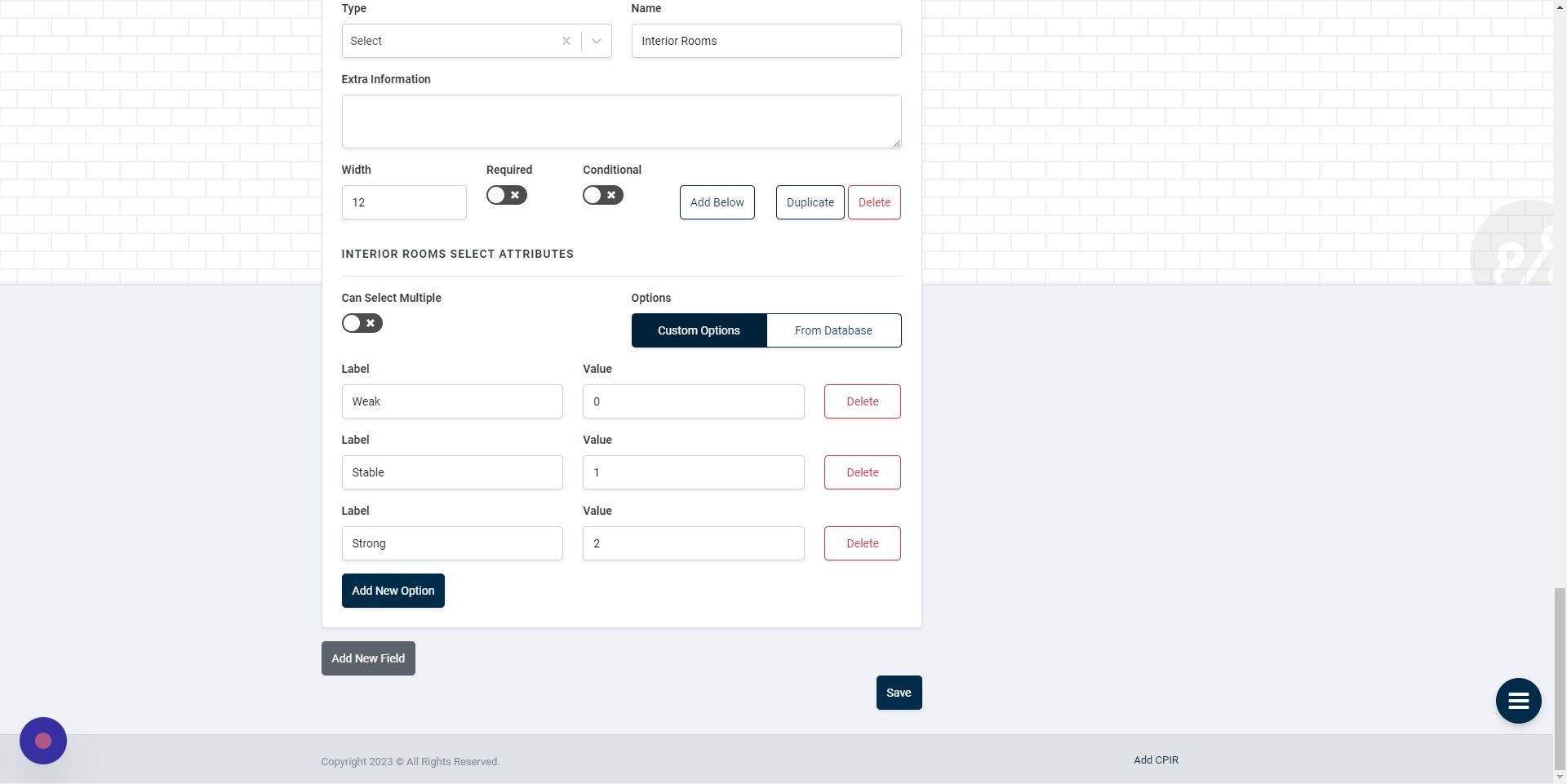 Screenshot of: Click "Add New Field"