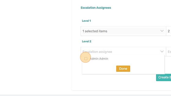 Screenshot of: Select the person in charge of the escalation level