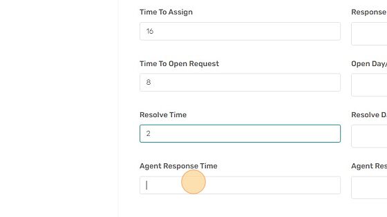 Screenshot of: Enter the time it should take the agent to respond the SLA