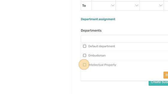 Screenshot of: Select a checkbox to appoint the department that must follow the calendar