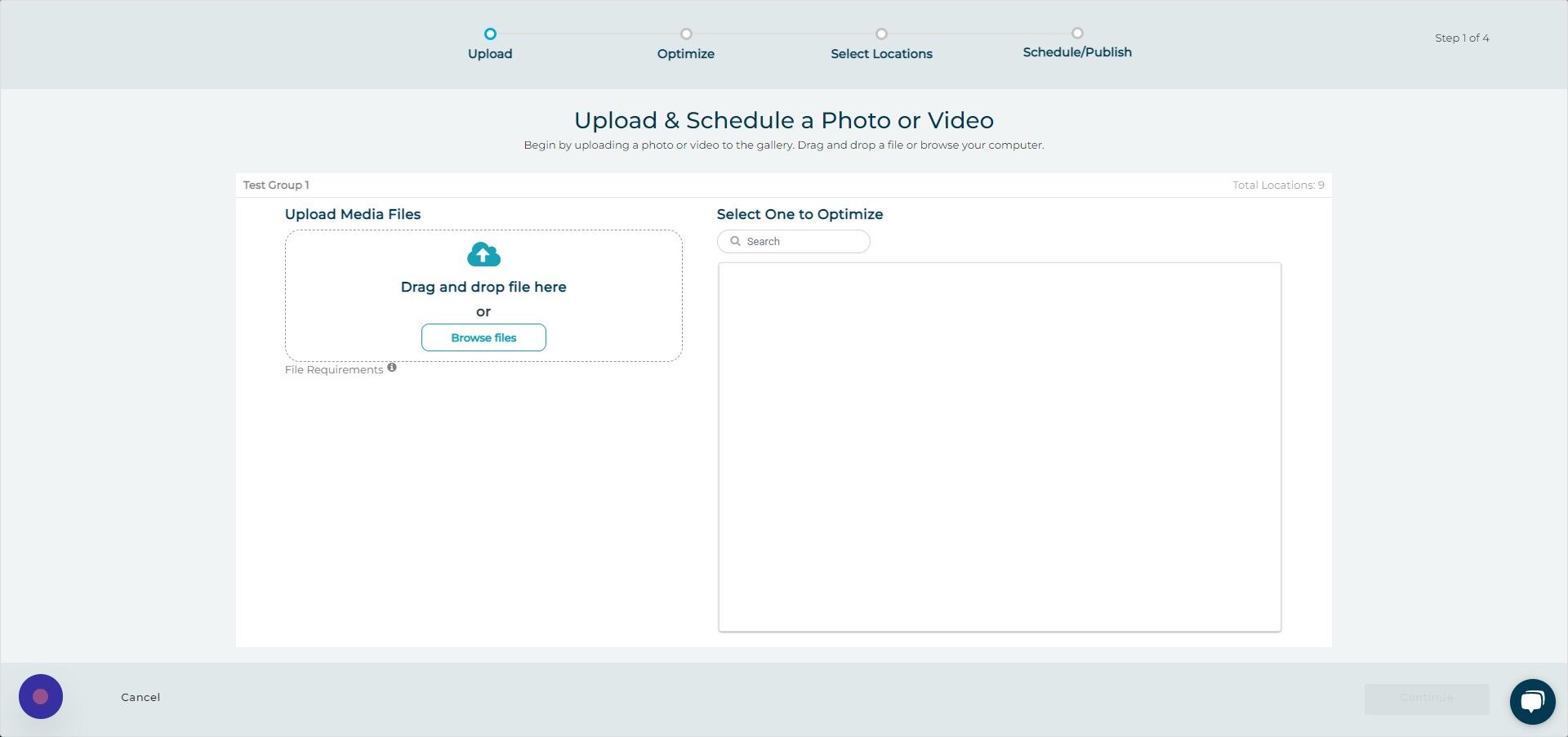 Screenshot of: Click the "Browse files" field.