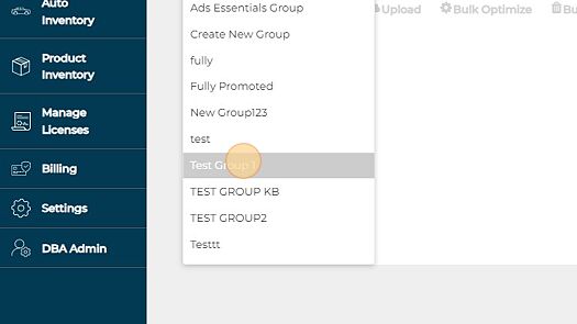 Screenshot of: Click "Test Group 1"