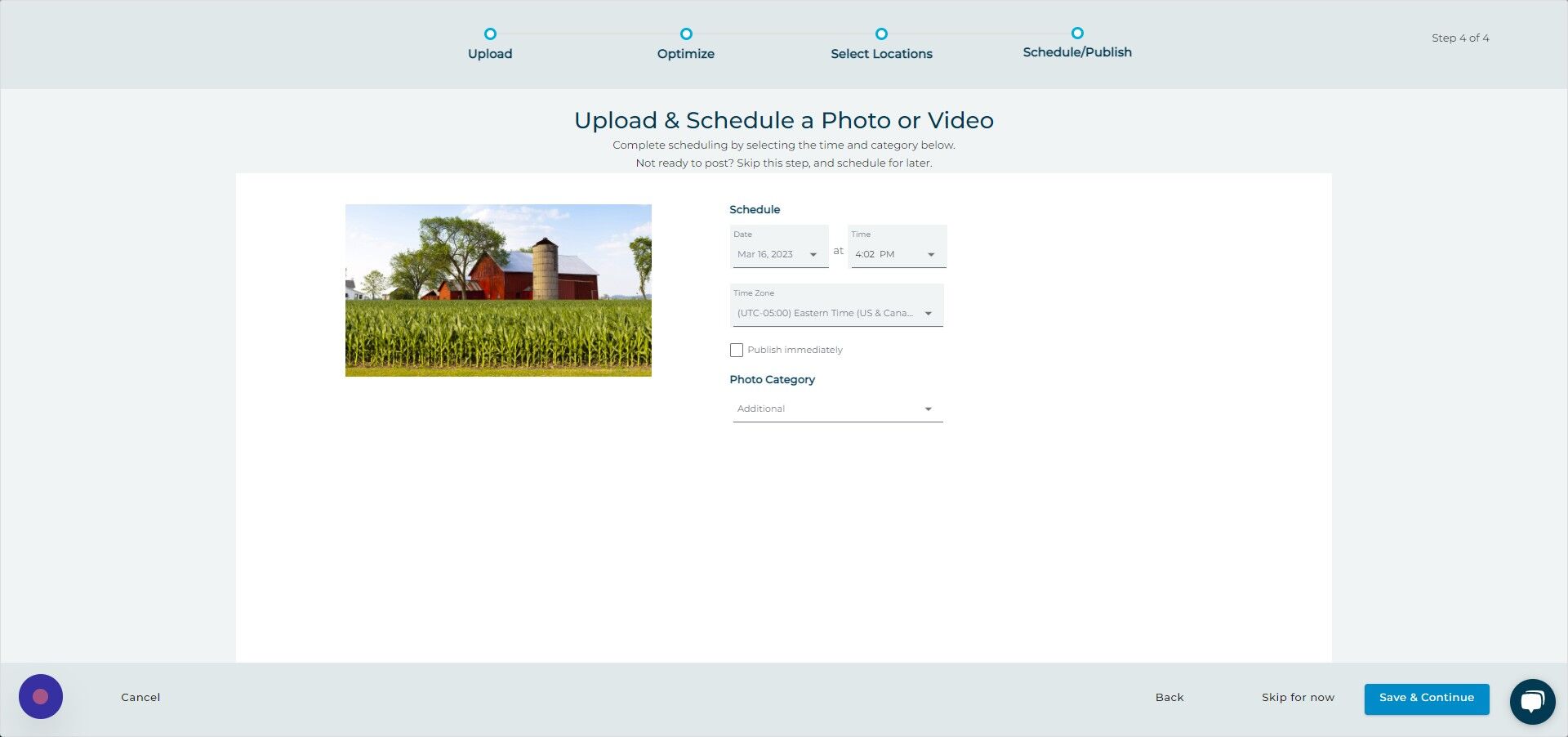 Screenshot of: Click "Save & Continue"