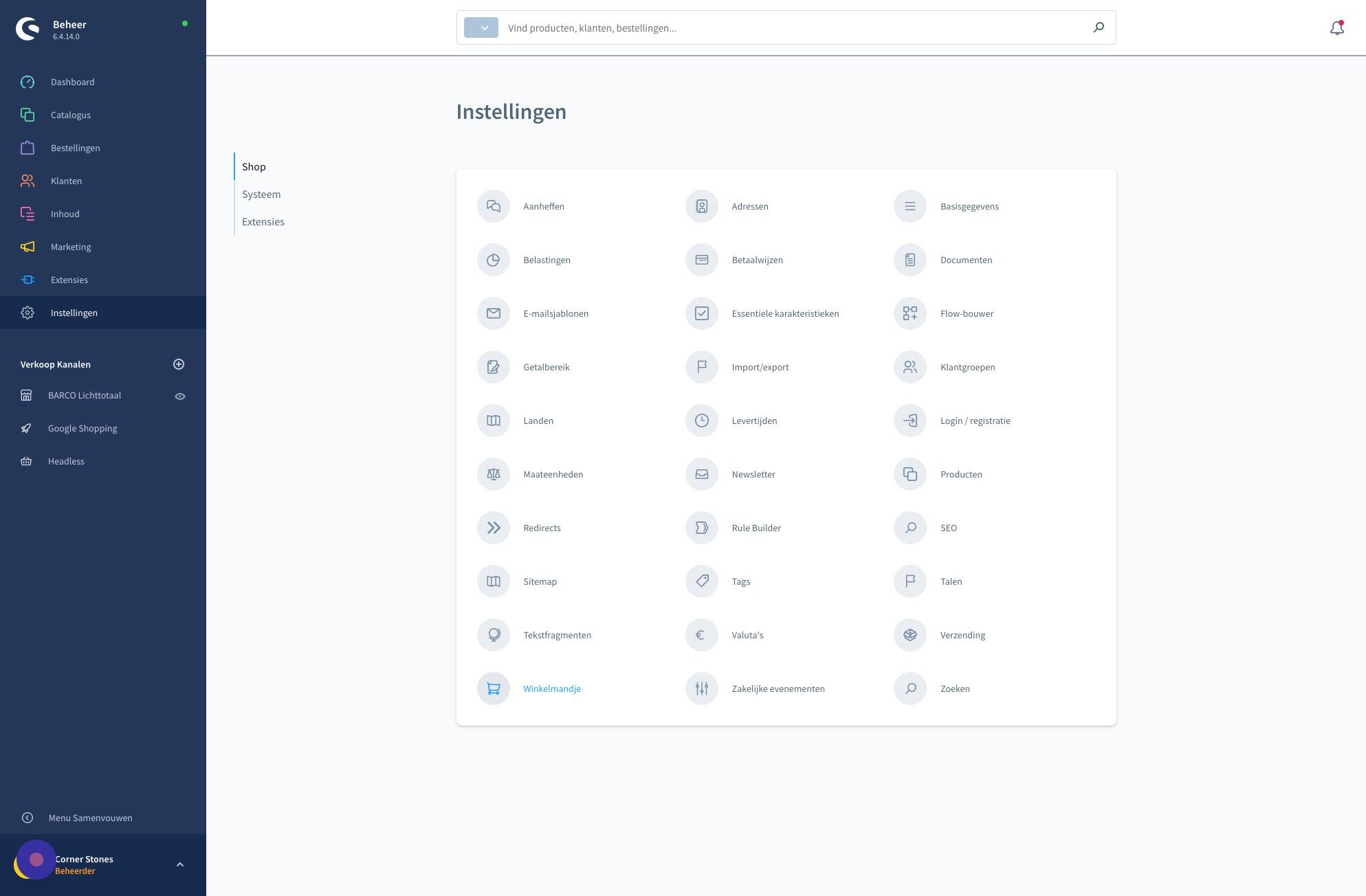 Screenshot of: Klik "Winkelmandje"