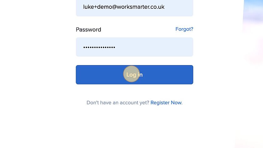 Screenshot of: Sign into your WorkSmarter account. 
