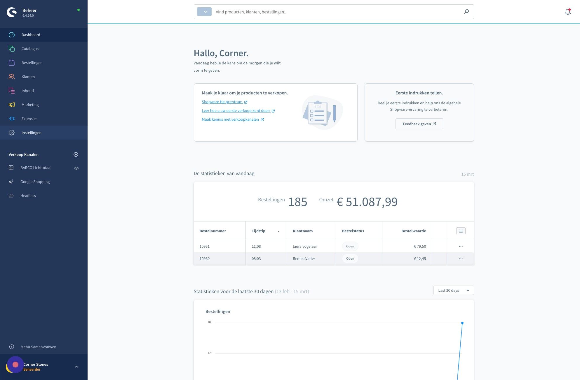 Screenshot of: Klik "Instellingen"