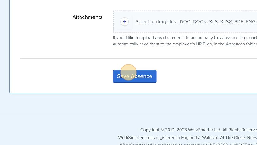 Screenshot of: Click "Save Absence"