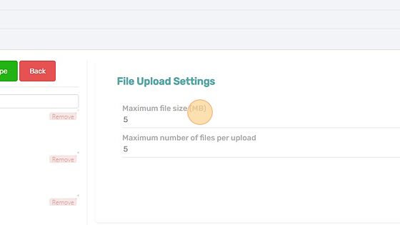 Screenshot of: Enter the file maximum size 