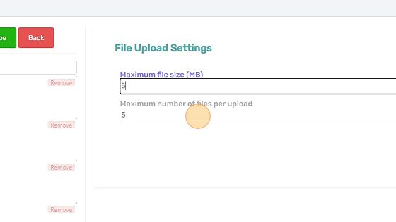 Screenshot of: Enter the number of files per upload