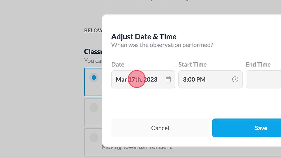 Screenshot of: If needed, change the date 