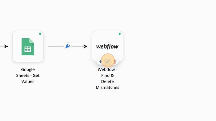 Screenshot of: Click on 'Webflow - Find & Delete Mismatches'.